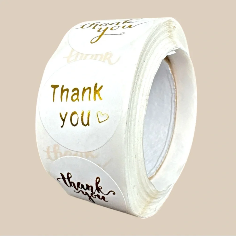thank you stickers Gold (variety pack) 1in round | shipping supplies - Picture 3 of 9